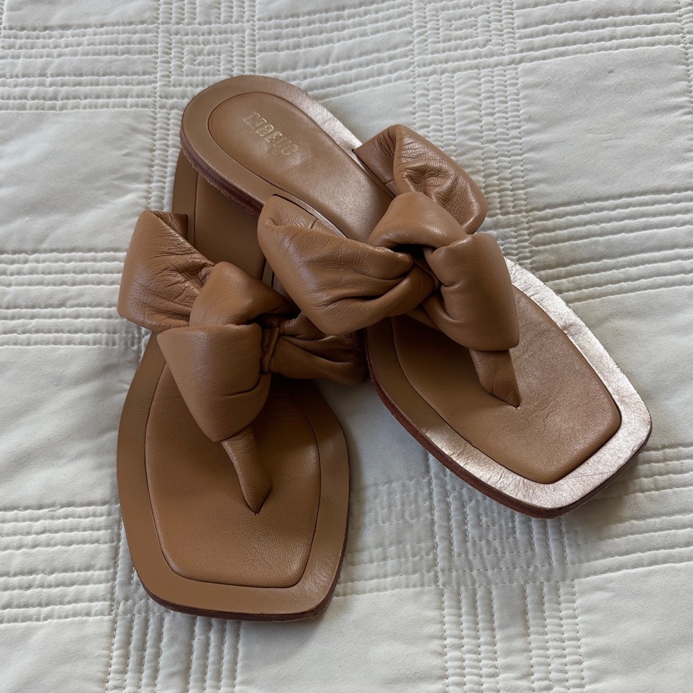 Maeve Tan Bow Sandals